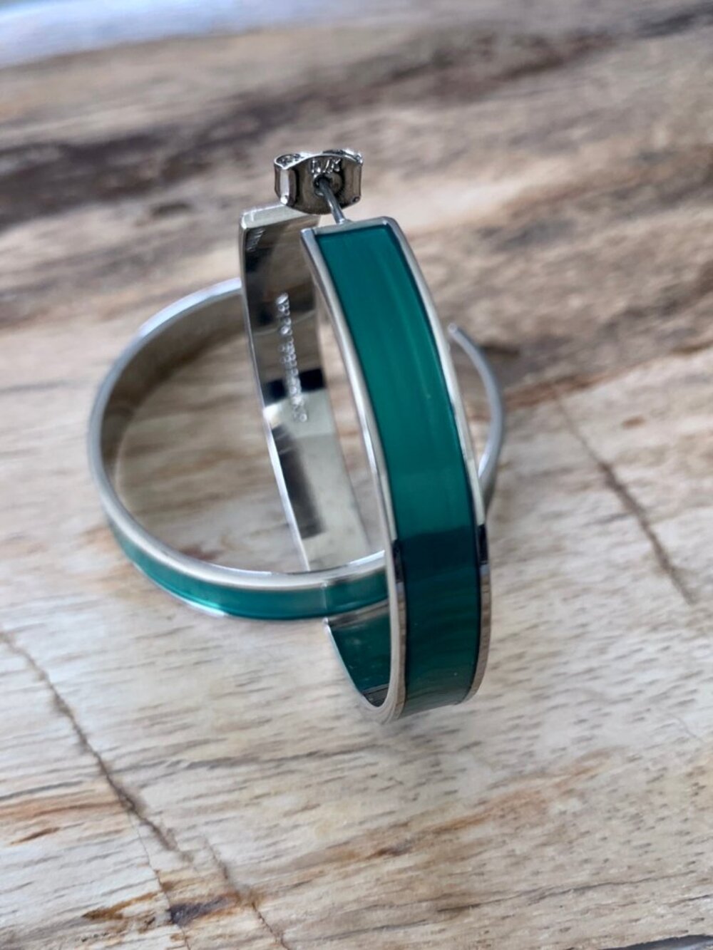 Dyrberg/Kern Kiapa turquoise enamelled hoop earrings